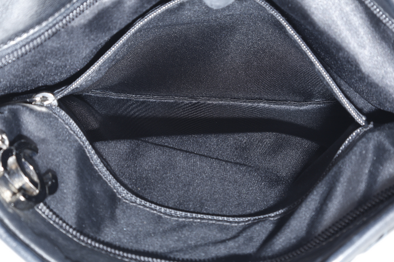 CHANEL ULTIMATE SOFT HOBO WOVEN BLACK LAMBSKIN LEATHER SILVER HARDWARE (1134xxxx) WITH CARD AND DUST COVER
