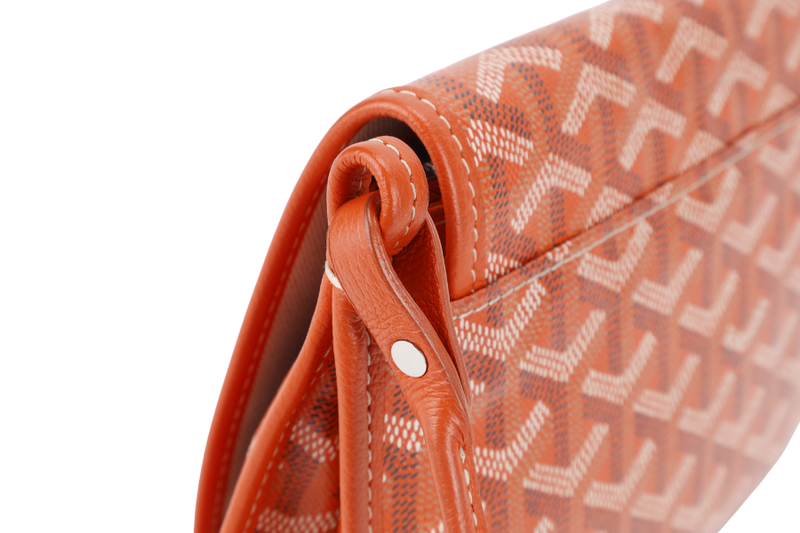 GOYARD GOYARDINE PLUMET ORANGE CANVAS SLING BAG SILVER HARDWARE NO DUST COVER