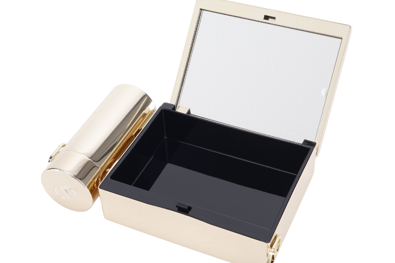 CHRISTIAN DIOR HOLIDAY LIMITED EDITION GOLD METAL MAKE UP CLUTCH CROSSBODY BAG GOLD HARDWARE WITH DUST COVER
