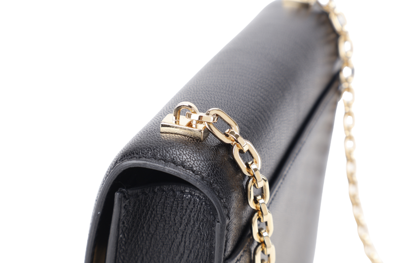 HERMES MINI VERROU CHAIN BLACK CHEVRE GOLD HARDWARE STAMP Y (YEAR 2020) WITH DUST COVER, BOX AND FELT COVER
