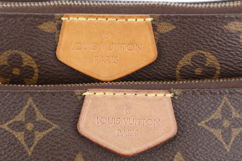 LOUIS VUITTON MULTI POCHETTE ACCESSORIES MONOGRAM CANVAS GOLD HARDWARE WITH PINK STRAPS AND DUST COVER