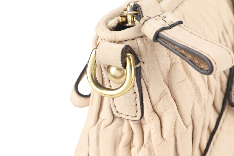 COACH MADISON SATCHEL (15942) BEIGE LEATHER GOLD HARDWARE WITH LEATHER STRAPS AND DUST COVER