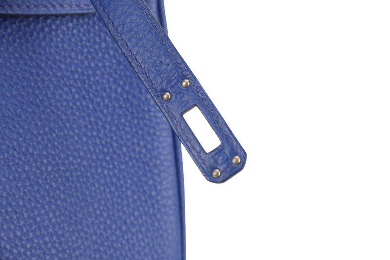HERMES BIRKIN 25 BLUE ELECTRIC TOGO SILVER HARDWARE STAMP O (YEAR 2011) WITH KEYS, LOCK, DUST COVER AND RAINCOAT