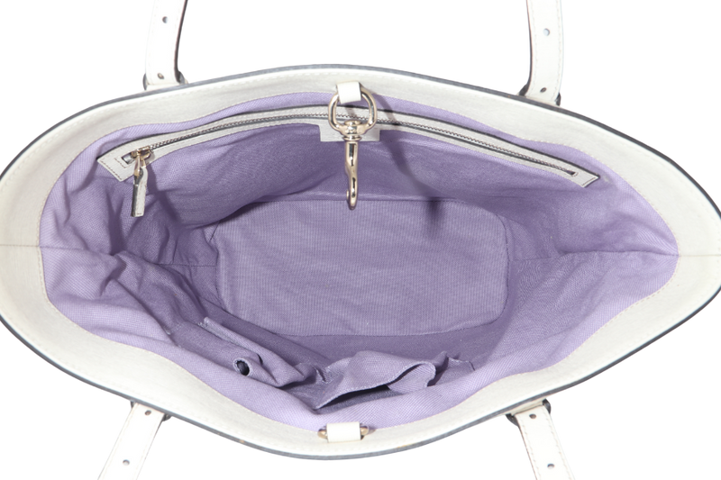 GUCCI FLORA TOTE WHITE LEATHER SILVER HARDWARE NO DUST COVER