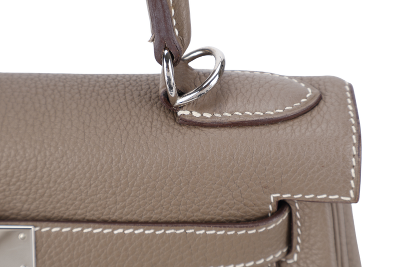 HERMES KELLY 28 RETOURNE ETOUPE TOGO SILVER HARDWARE STAMP X (2016) AMAZON STRAPS WITH LOCK, KEYS AND DUST COVER