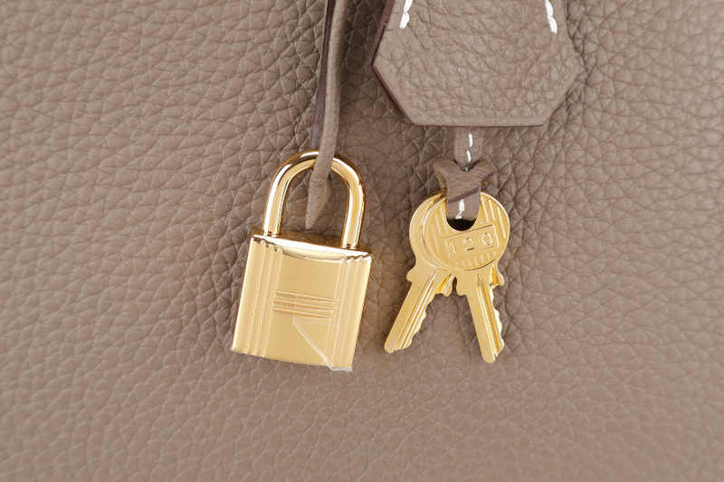 HERMES BIRKIN 30 STAMP Z (YEAR 2021) ETOUPE TOGO LEATHER GOLD HARDWARE WITH KEYS, LOCK AND DUST COVER