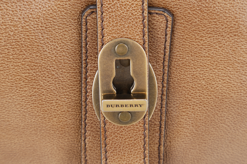BURBERRY TOTE BAG BRONZER LEATHER GOLD HARDWARE WITH DUST COVER