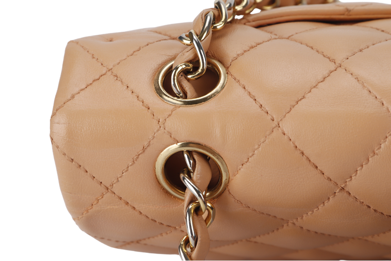 CHANEL CLASSIC FLAP SMALL (9589xxxx) PEACH COLOR LAMBSKIN GOLD HARDWARE