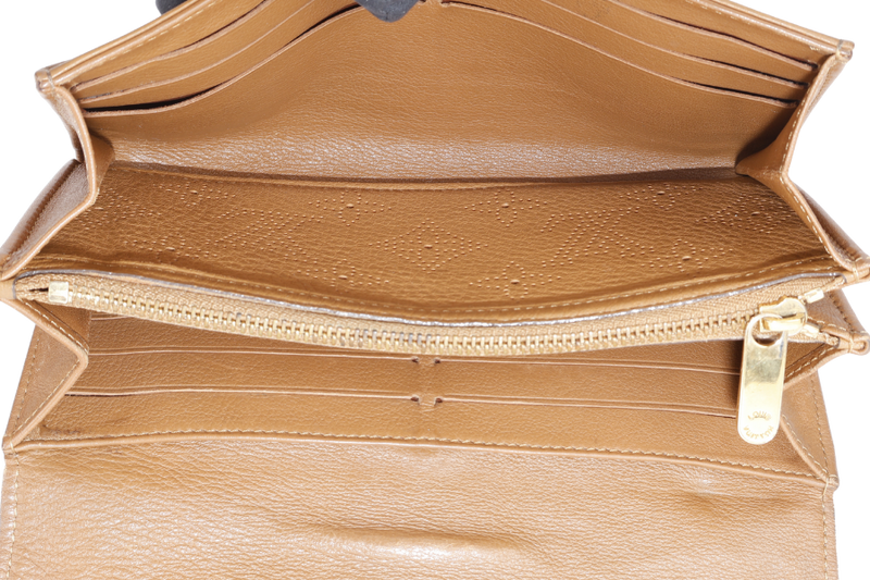 LOUIS VUITTON MAHINA PORTEFEUILLE IRIS WALLET BROWN LEATHER GOLD HARDWARE NO DUST COVER