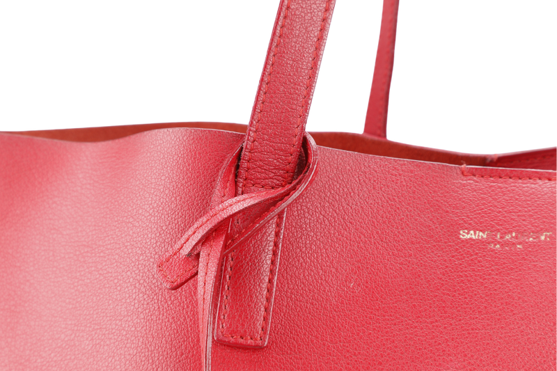 YVES SAINT LAURENT (YSL) EAST WEST TOTE BAG RED LEATHER NO DUST COVER