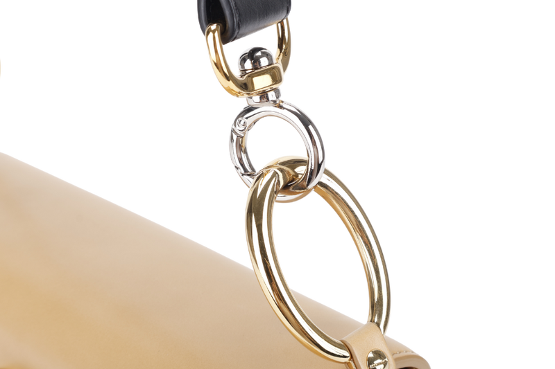 CHLOE C DOUBLE CARRY BAG BEIGE LEATHER GOLD HARDWARE WITH STRAPS AND DUST COVER