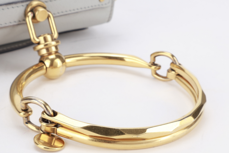 CHLOE NILE BRACELET SHOULDER BAG ETAIN CALF LEATHER GOLD HARDWARE WITH DUST COVER AND STRAPS