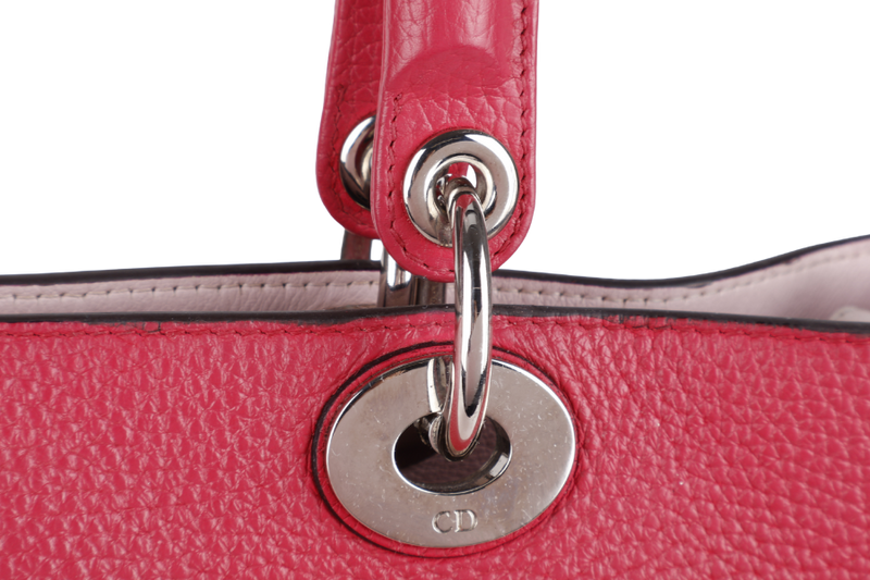 CHRISTIAN DIOR DIORISSIMO TOTE BAG (09-MA-0173) LARGE PINK PEBBLED LEATHER, SILVER HARDWARE, WITH CARD, STRAP & DUST COVER