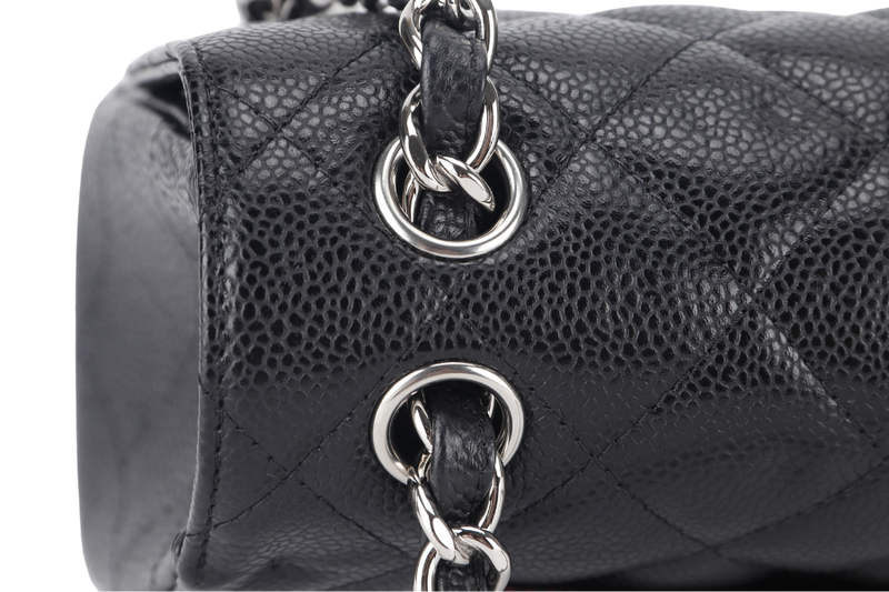 CHANEL CLASSIC FLAP JUMBO (1524xxxx) BLACK CAVIAR SILVER HARDWARE WITH CARD AND DUST COVER