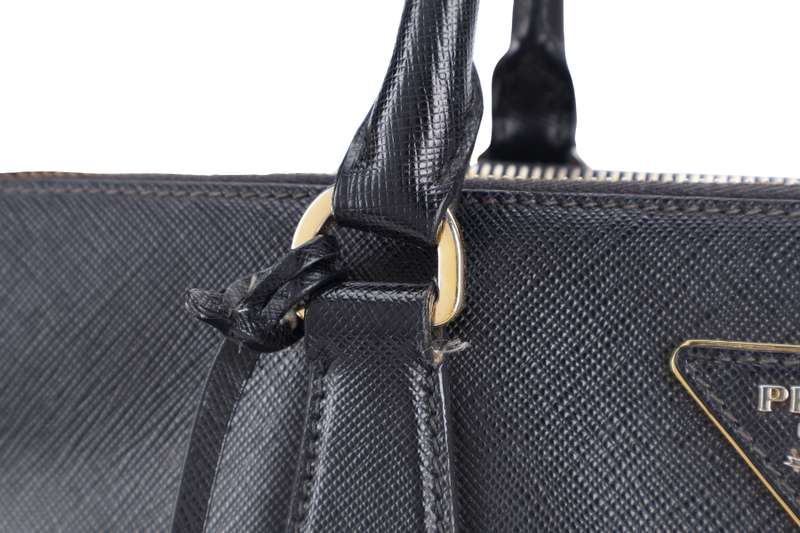 PRADA GALLERIA LARGE SAFFIANO LEATHER TOTE GOLD HARDWARE WITH STRAPS AND DUST COVER