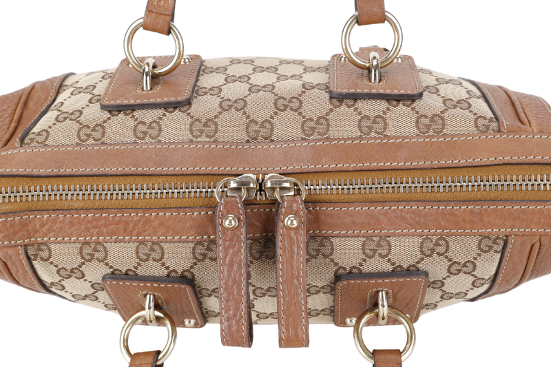 GUCCI GUCCISIMA SATCHEL CHAMP BEIGE CANVAS GOLD HARDWARE NO DUST COVER