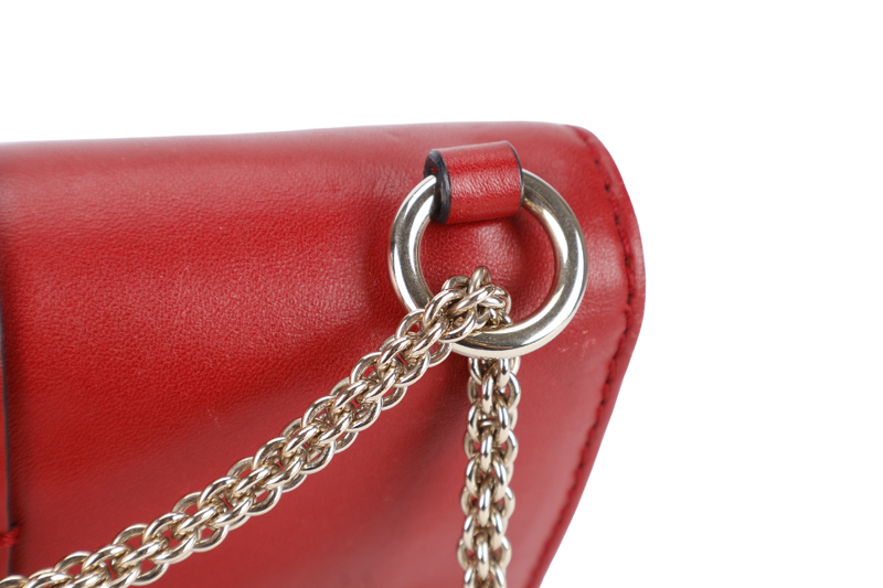 VALENTINO GARAVANI LOCK MINI RED LEATHER SHOULDER BAG WITH DUST COVER