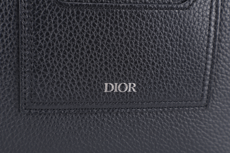 CHRISTIAN DIOR GRAINED BLACK CALFSKIN ICON ZIPPED POUCH WITH STRAPS NO DUST COVER