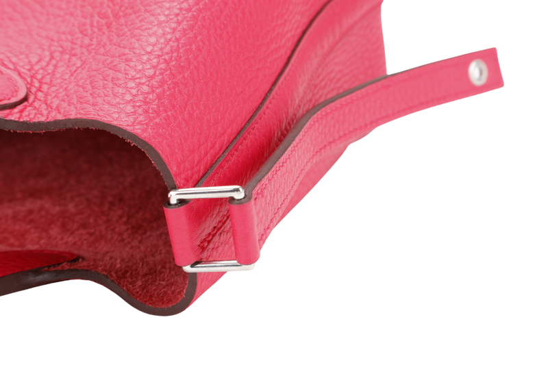HERMES PICOTIN 18 ROSE TEXAS COLOR CLEMENCE LEATHER STAMP A (2017) SILVER HARDWARE WITH LOCK & KEYS AND DUST COVER