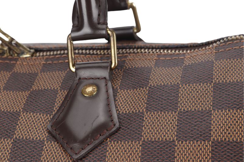 LOUIS VUITTON SPEEDY BANDOULIERE 30 (N41367) DAMIER EBENE CANVAS GOLD HARDWARE WITH DUST COVER