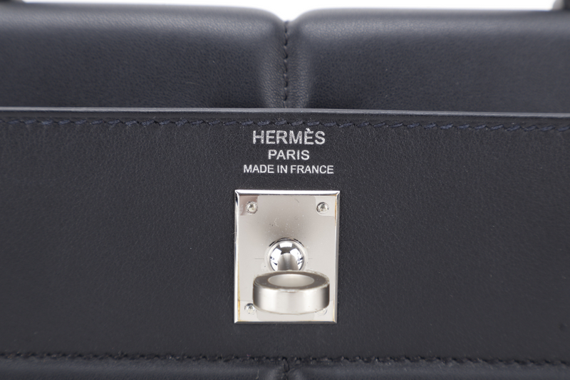 HERMES KELLY 25 PADDED SELLIER STAMP Z (YEAR 2021) BLACK SWIFT LEATHER SILVER HARDWARE WITH STRAP, KEYS, LOCK AND DUST COVER