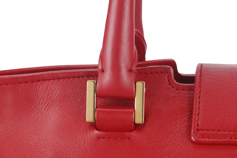 SAINT LAURENT CLASSIC Y CABAS (311210) SMALL RED LEATHER GOLD HARDWARE NO DUST COVER