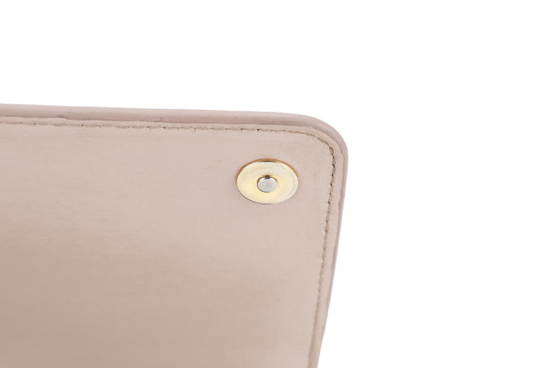 PRADA BANDOLIERA TRIANGLE LOGO HANDBAG MINI BEIGE LEATHER GOLD HARDWARE WITH DUST COVER AND BOX