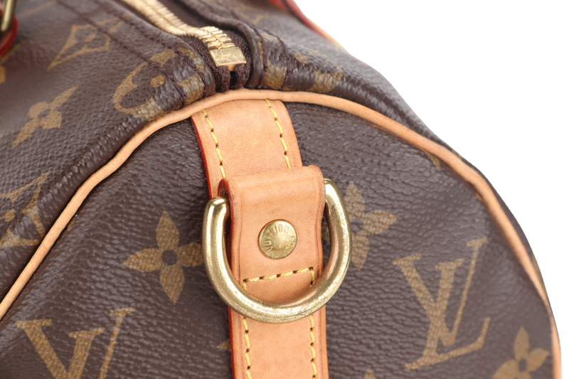 LOUIS VUITTON M46997 SPEEDY BANDOULIERE 25 MONOGRAM COATED CANVAS GOLD HARDWARE WITH PADLOCK AND KEYS NO DUST COVER