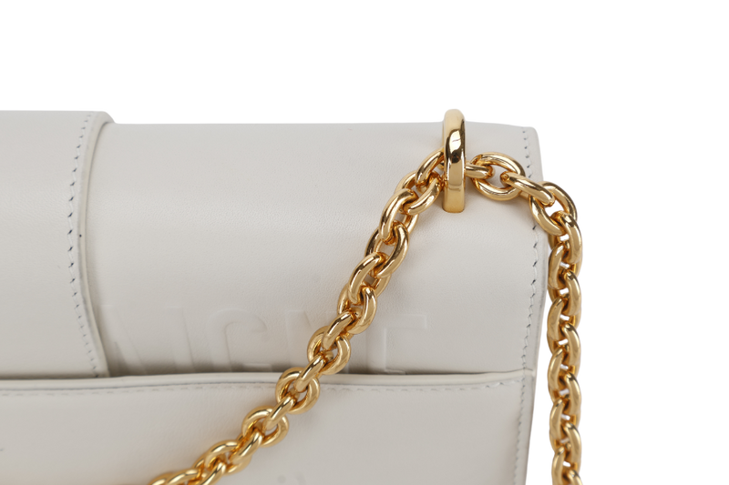 CHRISTIAN DIOR 30 MONTAIGNE EAST-WEST BAG LIGHT LATTE CALFSKIN GOLD HARDWARE WITH DUST COVER AND BOX