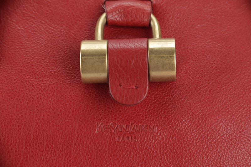 YVES SAINT LAURENT (YSL) MUSE BAG(156464 213317) LARGE RED LEATHER GOLD HARDWARE WITH DUST COVER, LOCK & KEYS