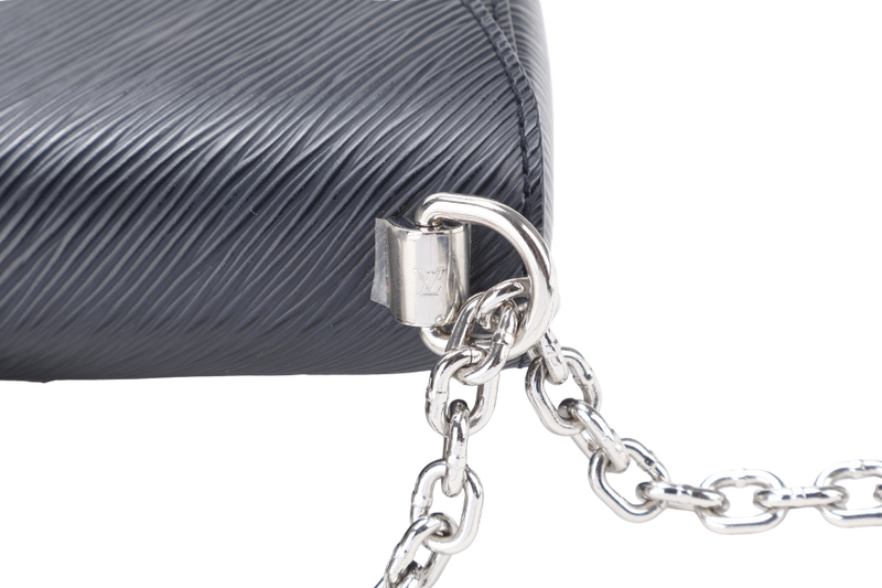 LOUIS VUITTON M21118 TWIST LOCK BLACK PM EPI LEATHER SILVER HARDWARE WITH MIRROR NO DUST COVER