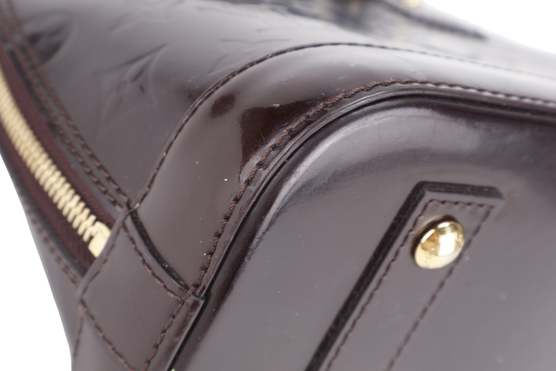 LOUIS VUITTON ALMA BB AMARANTE VERNIS (M12173) GOLD HARDWARE WITH LOCK&KEYS , DUST COVER, STRAPS AND BOX