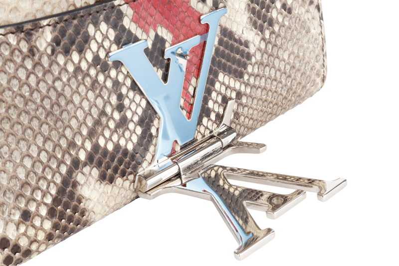 LOUIS VUITTON BICOLOR PYTHON CHAIN LOUISE MM BAG SILVER HARDWARE WITH DUST COVER