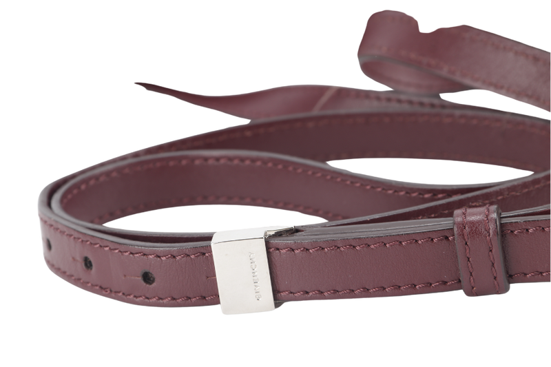 GIVENCHY DUETTO CROSSBODY BAG BURGUNDY AND SILVER HARDWARE WITH DUST COVER