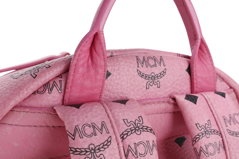 MCM STARK BACKPACK IN PINK VISETORS LEATHER GOLD HARDWARE NO DUST COVER
