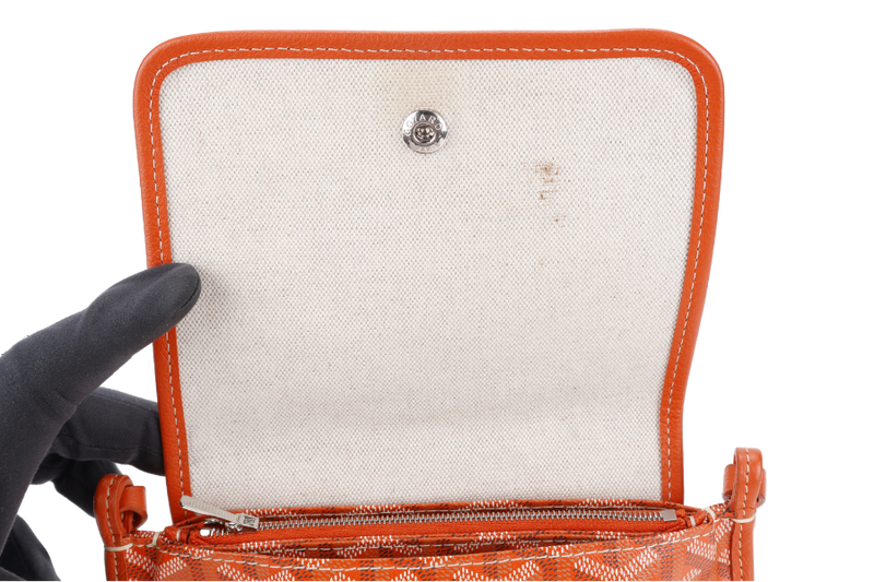 GOYARD GOYARDINE PLUMET ORANGE CANVAS SLING BAG SILVER HARDWARE NO DUST COVER