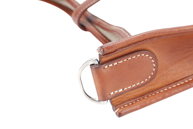 HERMES EVELYN PM TOILE X BARENIA LEATHER STAMP SQUARE K (YEAR 2007) WITH SLING AND DUST COVER