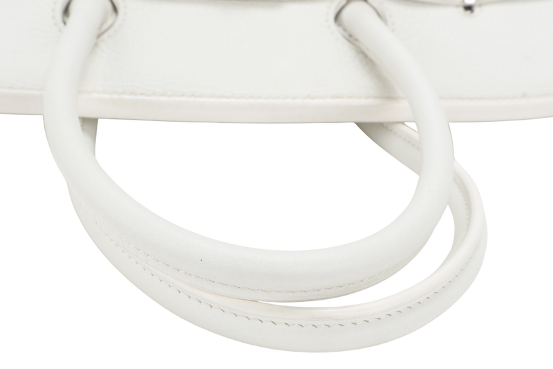HERMES BIRKIN FLAG 35 WHITE AND GRIS PERLE CLEMENCE, LIZARD LEATHER SILVER HARDWARE STAMP Q SQUARE (YEAR 2013) WITH LOCK & KEYS AND DUST COVER
