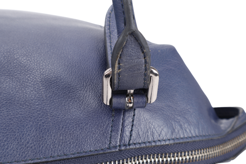 PRADA BR4998 BLUE LARGE LEATHER BOSTON BAG SILVER HARDWARE WITH KEYS & LOCK NO DUST COVER