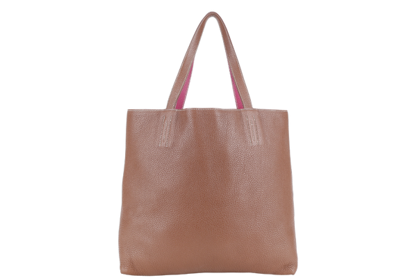HERMES DOUBLE SENS TOTE MARRON D'INDE AND ANEMONE TAURILLON CLEMENCE LEATHER WITH DUST COVER
