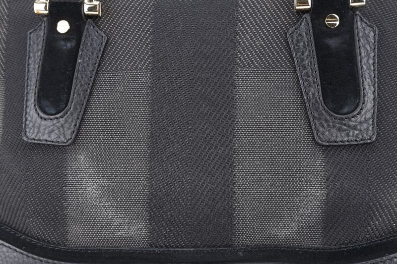 BURBERRY BLACK CHECKERED CANVAS GOLD HARDWARE TOTE BAG WITH STRAPS WITH STRAPS AND NO DUST COVER