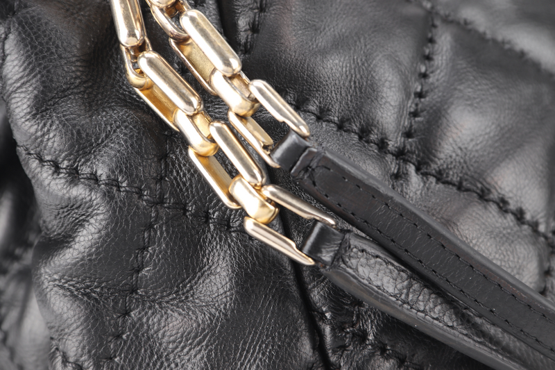 CHANEL RETRO CHAIN ACCORDIAN FLAP LARGE GREY LAMBSKIN LEATHER GOLD HARDWARE (1446xxxx) WITH DUST COVER