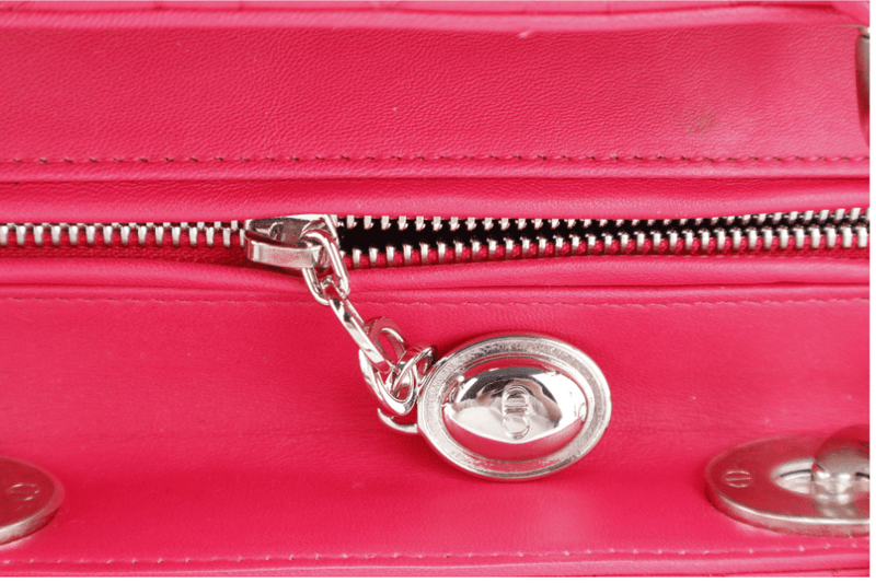 CHRISTIAN DIOR LADY DIOR MEDIUM PINK LAMBSKIN (15-BO-1103) WITH SILVER HARDWARE, CARD, STRAPS AND DUST COVER