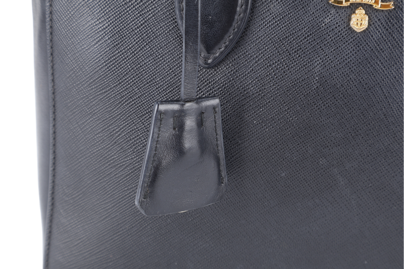 PRADA TOP HANDLE CROSSBODY SMALL BLACK SAFFIANO LEATHER GOLD HARDWRE WITH STRAPS AND CARD