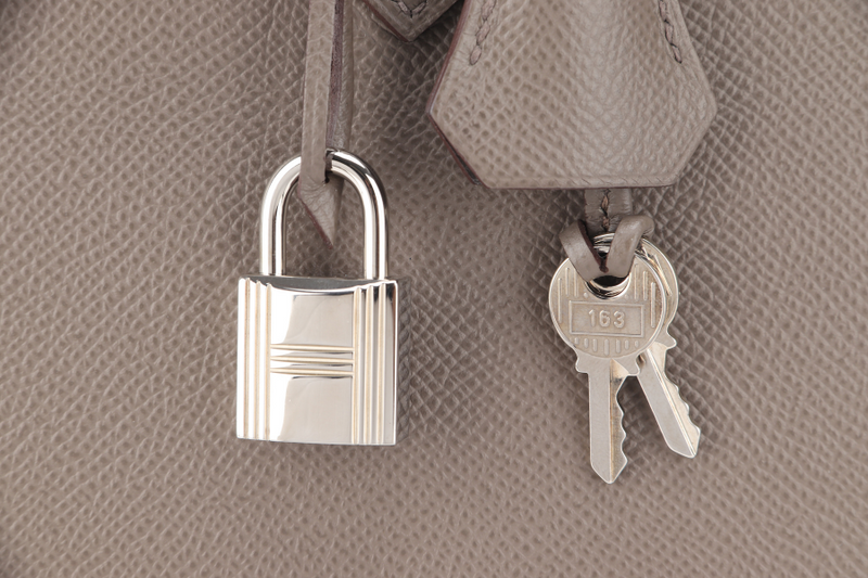 HERMES BIRKIN 25 SELLIER GRIS ETAIN EPSOM SILVER HARDWARE STAMP Y (YEAR 2020) WITH DUST COVER