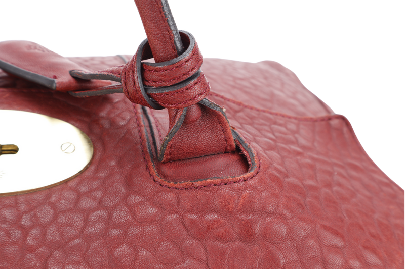 MULBERRY THE BAYSWATER SATCHEL BURGUNDY LEATHER GOLD HARDWARE NO DUST COVER