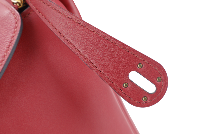 HERMES LINDY 26 ROUGE GRENAT SWIFT LEATHER GOLD HARDWARE STAMP X (YEAR 2016) WITH DUST COVER, INNER COMPARTMENT AND RAINCOAT