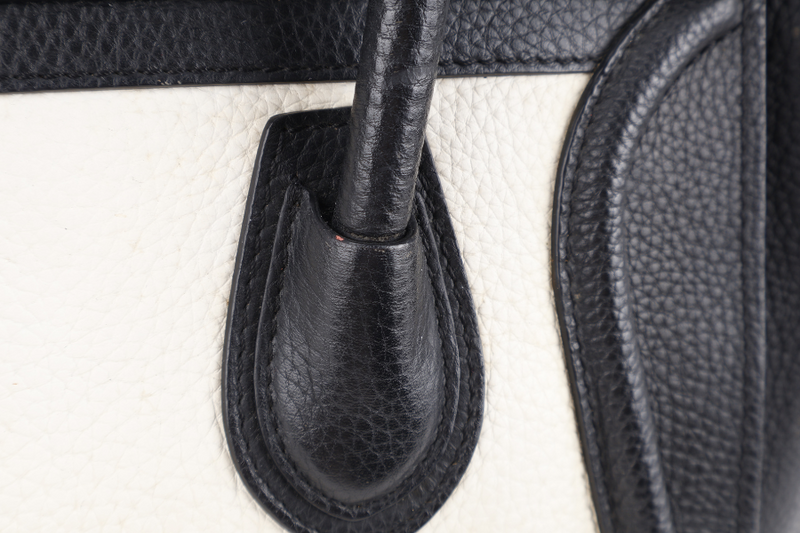 CELINE LUGGAGE TOTE BAG MICRO WHITE TRICOLOR CALF LEATHER SILVER HARDWARE NO DUST COVER