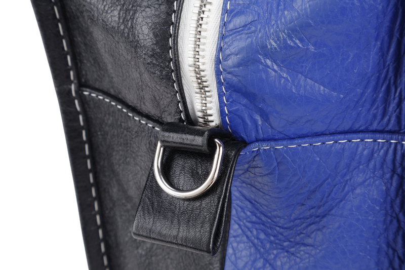 BALENCIAGA MULTICOLOR STRIPED LEATHER BAZAR TOTE BAG SILVER HARDWARE WITH STRAPS NO DUST COVER