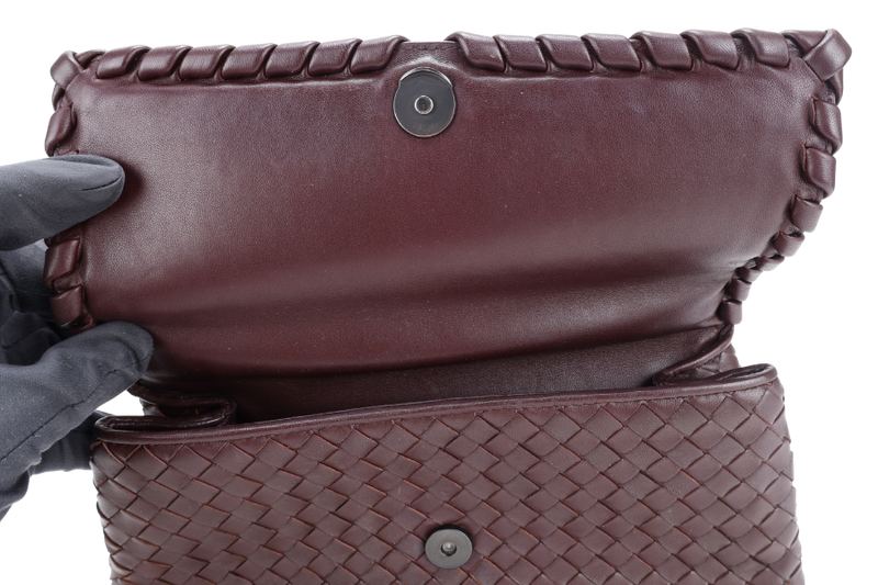 BOTTEGA VENETA NAPPA INTRECCIATO OLIMPIA SHOULDER BAG SMALL BROWN LEATHER GOLD HARDWARE NO DUST COVER
